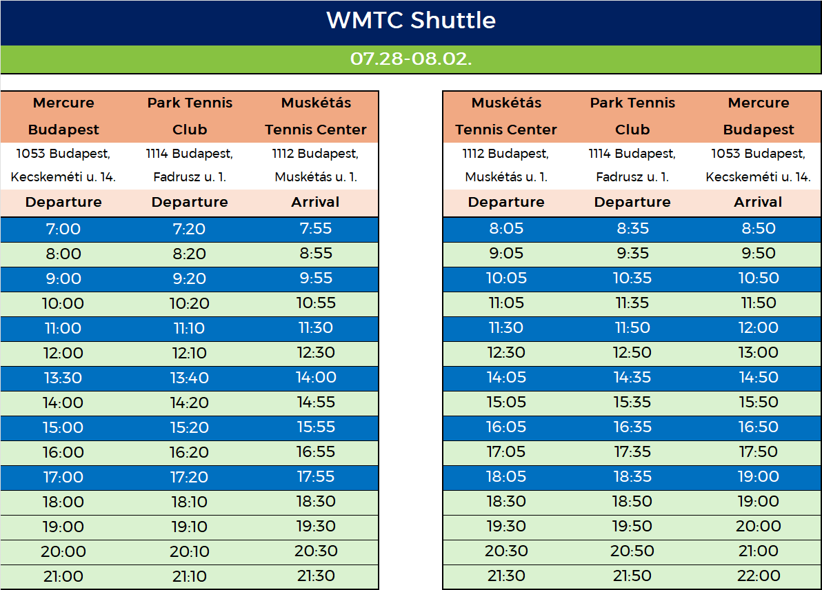 Shuttle schedule